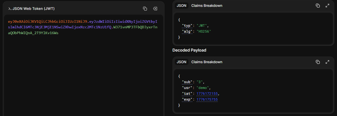 Burp Suite showing login request and JWT response