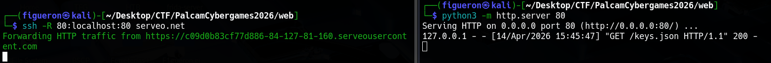 serveo exposing the JWKS file to the internet