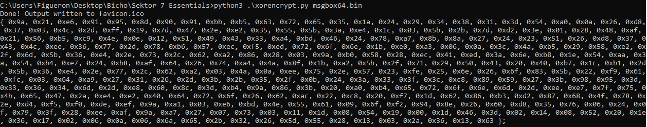 XOR encoder script output