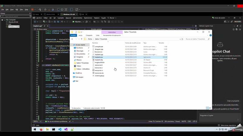 Final result: MessageBox pops inside explorer.exe with no console window