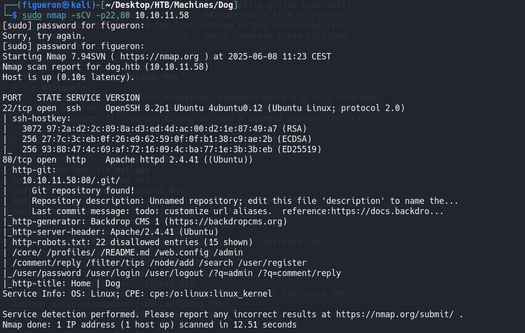 Nmap scan result